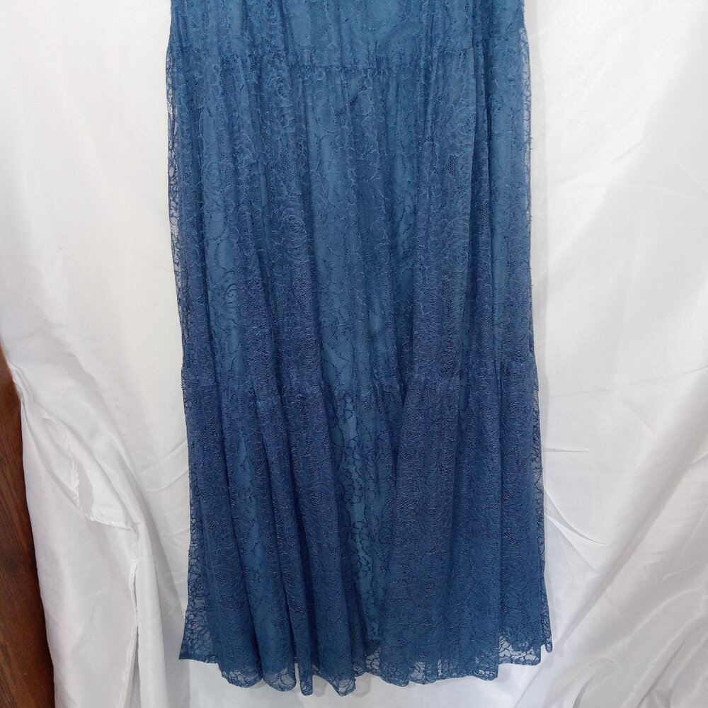 NWT DB Studio Lace A-Line Gown 16 Blue Floor Length V-Neck Formal Prom Wedding - Picture 15 of 15